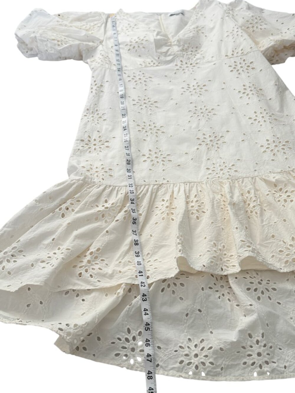 Gibson Latimer Eyelet Cotton Hi Low Dress Cream XXL Coastal Cottagecore - Picture 7 of 8